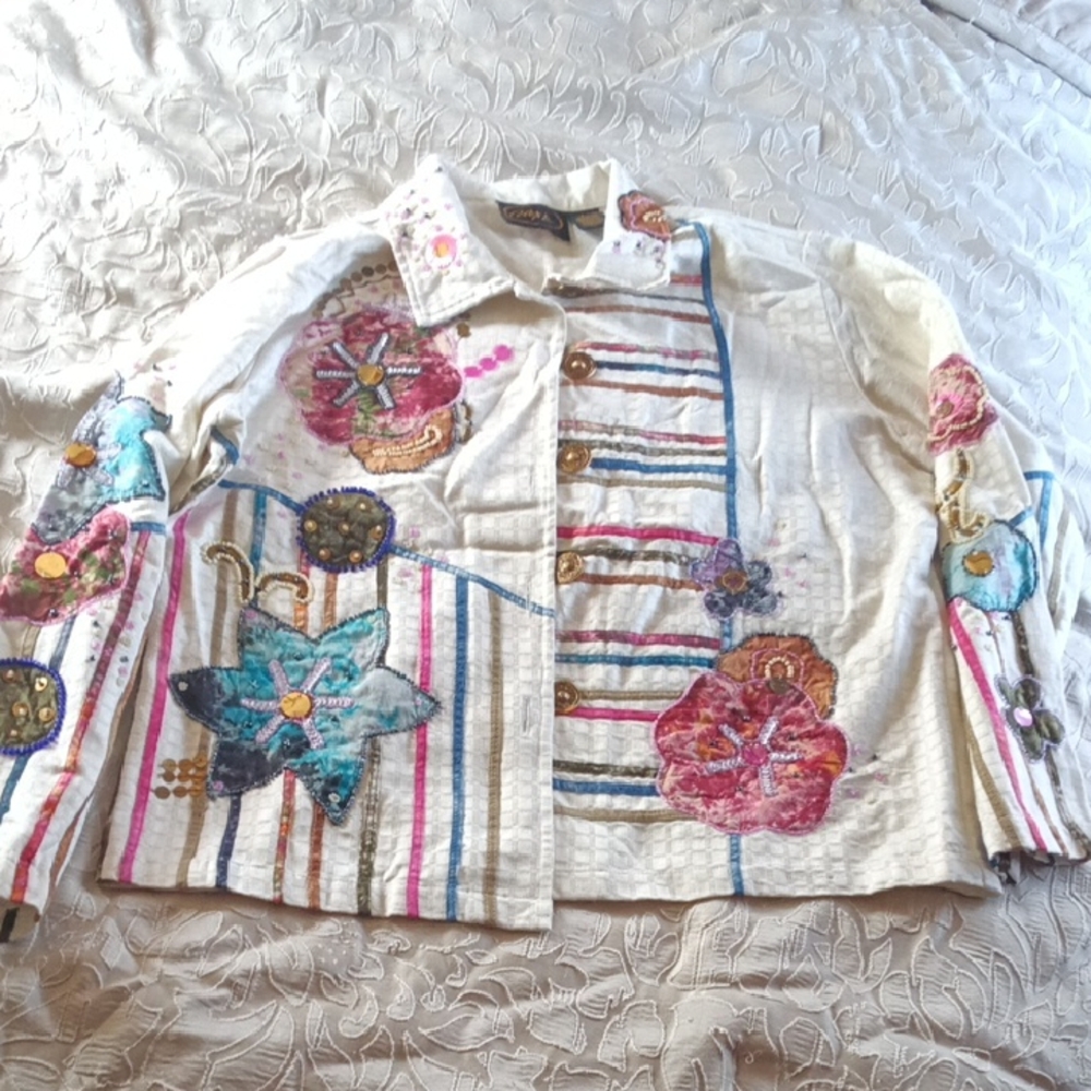 Alex Kim Vintage Floral Embroidered Women's Jacket